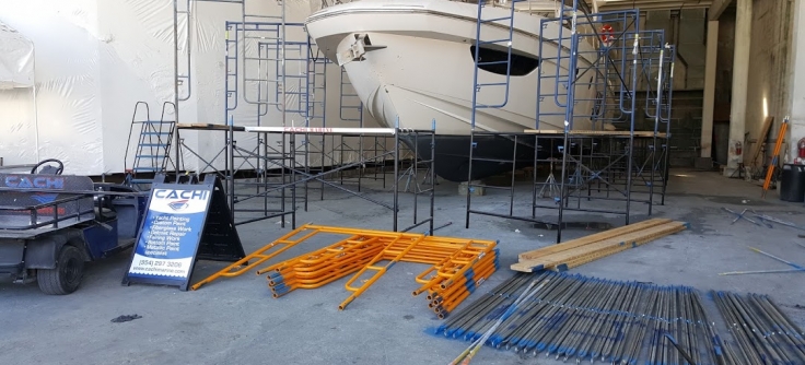 Scaffolding & In-Tent Painting - Cachi Marine Yacht Painting